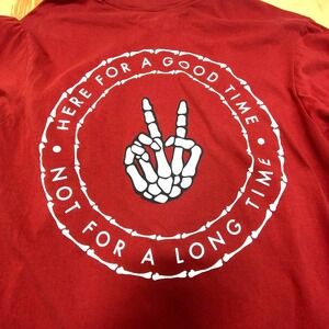 Eighty‎ Eight Here For A Good Time Shirt Mens Large Red Skeleton Hand Graphic